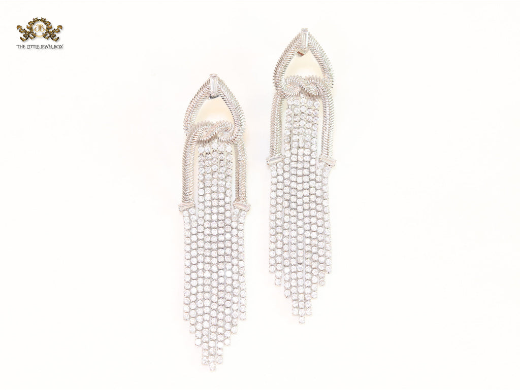 Platinum cz tassels with heart