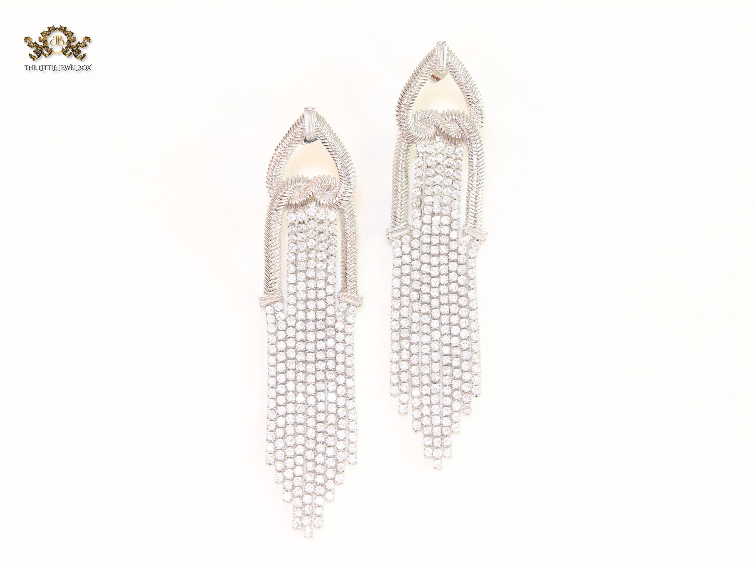 Platinum cz tassels with heart