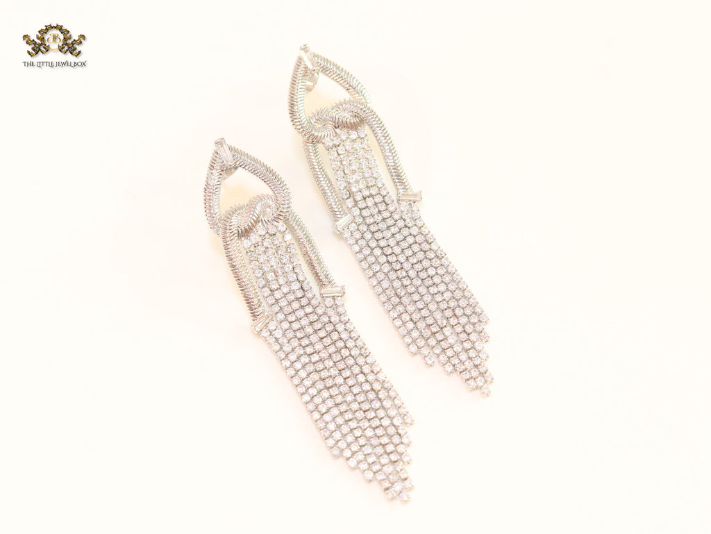 Platinum cz tassels with heart