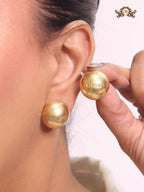 Alphabet V all gold half ball studs