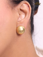 Alphabet V all gold half ball studs