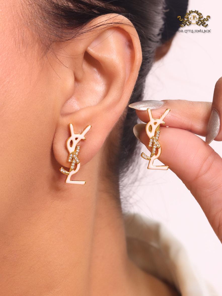 Alphabet Y & L  white cz studs