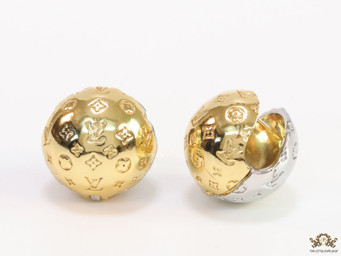 Dual plated ball shape studs with embossed alphabets