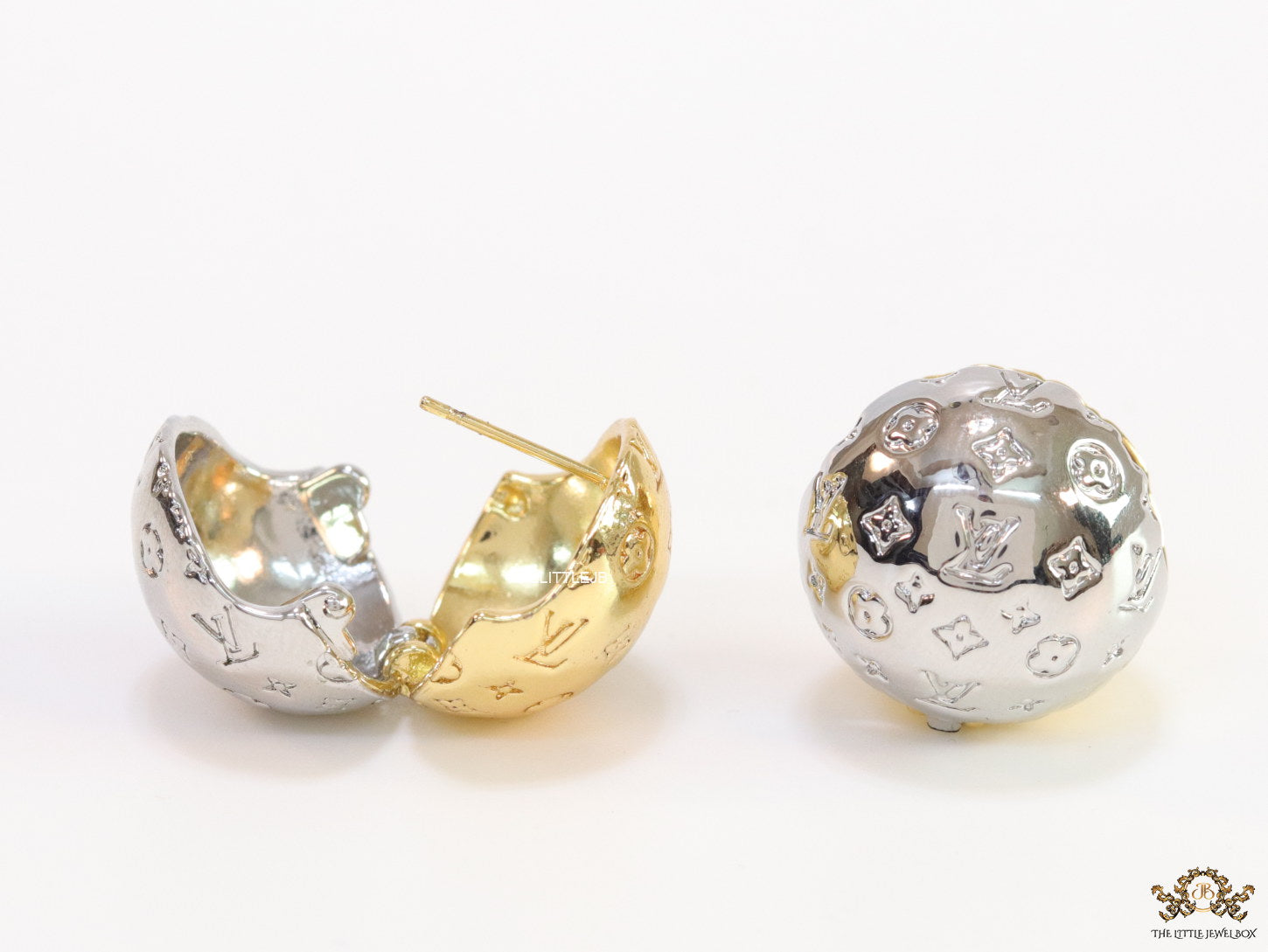 Dual plated ball shape studs with embossed alphabets