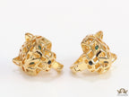 Gold plated 3d panther skull clip back studs in cutwork
