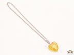Platinum link chain necklace with Large 35 mm Yellow topaz Heart shaped cz pendant