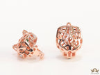 Rose gold plated panther face clip back studs in cutwork
