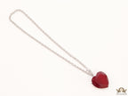 Platinum link chain necklace with Large 35 mm Ruby Heart shaped cz pendant