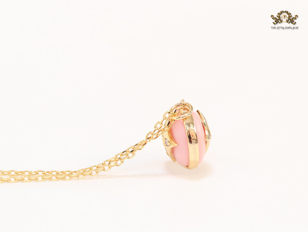 Pink clover with enamel chain
