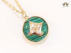 Green clover with enamel chain
