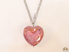 Platinum link chain necklace with Large 35 mm Pink Heart shaped cz pendant