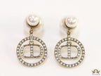 Pearl bomber earrings with gold plated cz alphabets drop