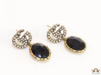 Rustic double G earings with oval black drop