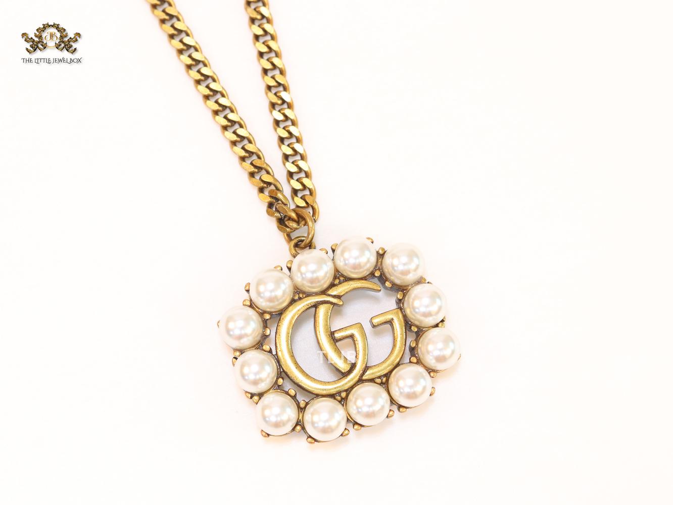 Rustic double g with pearls chain