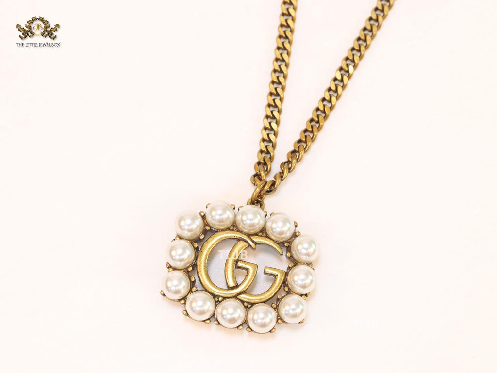 Rustic double g with pearls chain