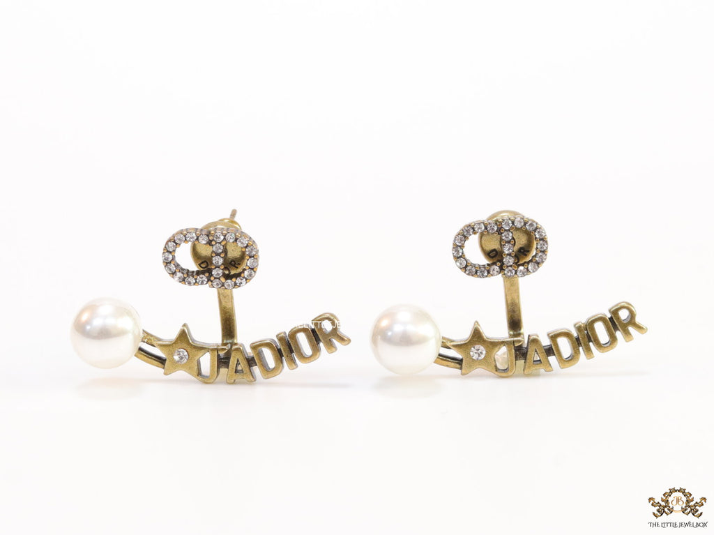 Cz studded alphabet earrings with pearl