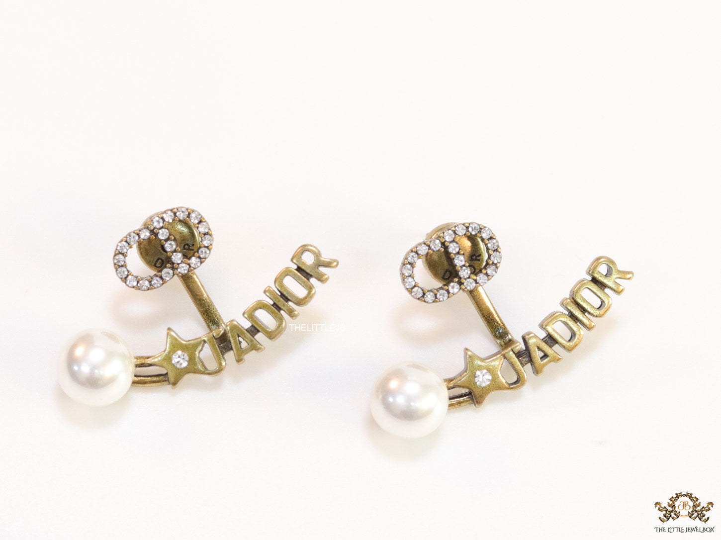 Cz studded alphabet earrings with pearl