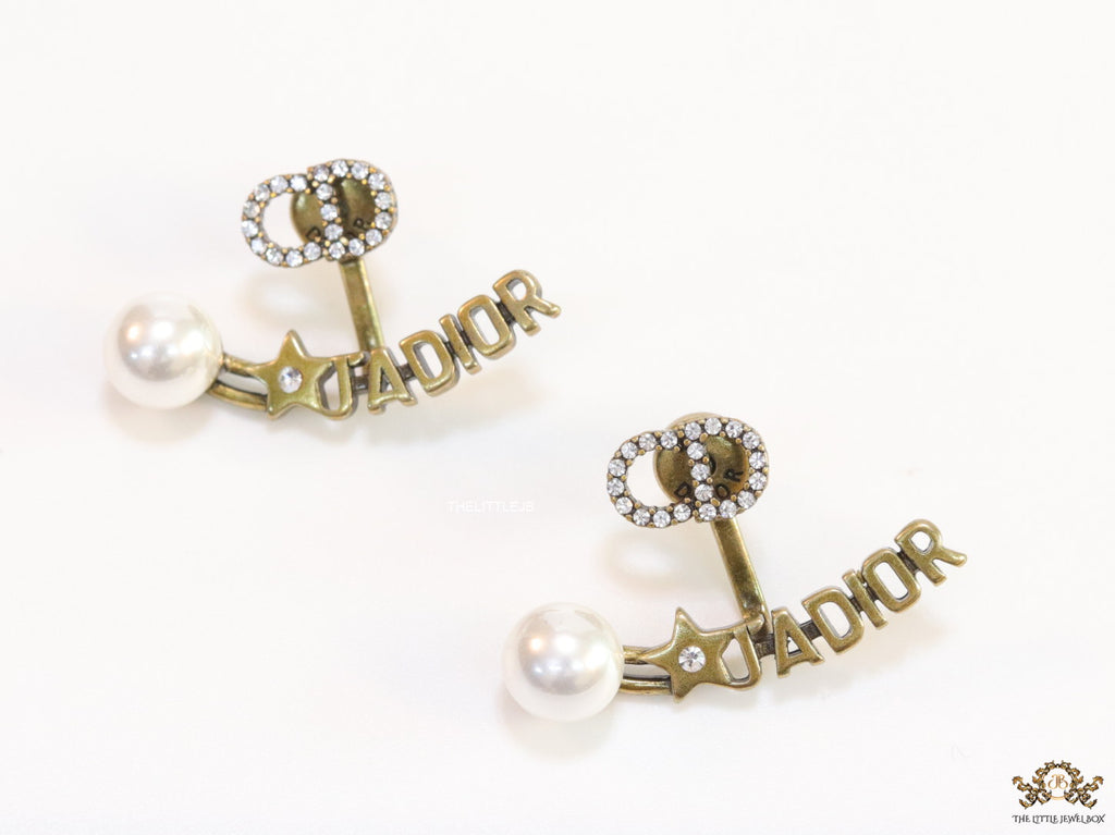 Cz studded alphabet earrings with pearl