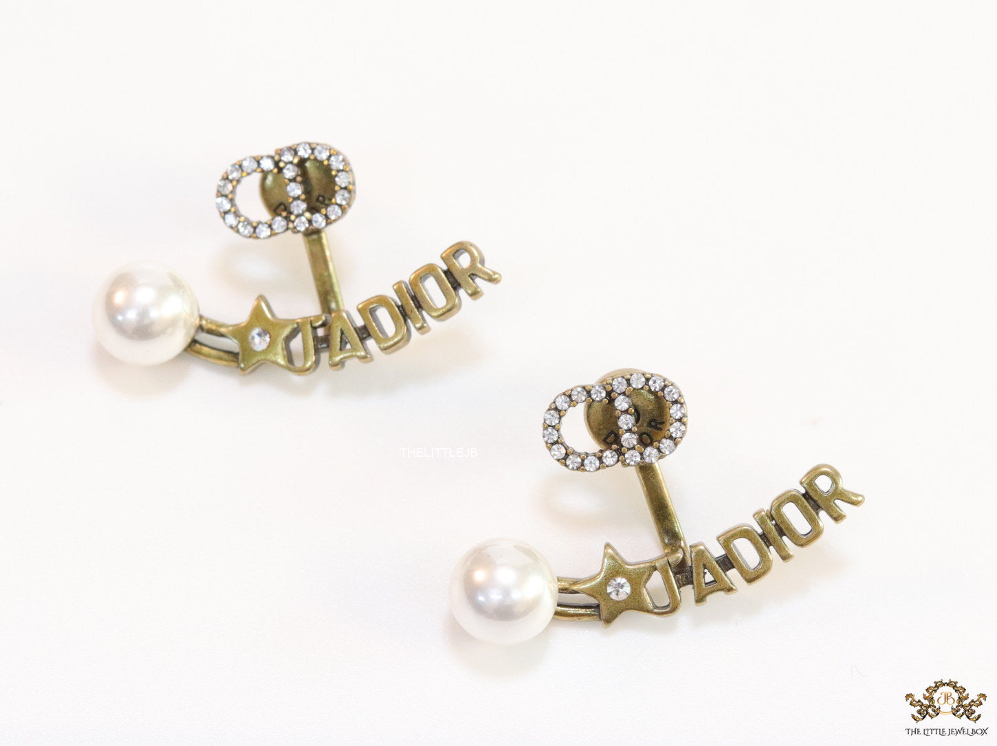 Cz studded alphabet earrings with pearl