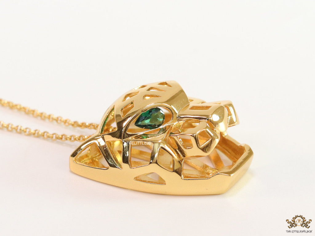 Gold plated chain necklace with Golden 3D Panther face pendant
