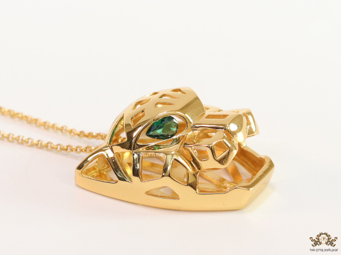 Gold plated chain necklace with Golden 3D Panther face pendant