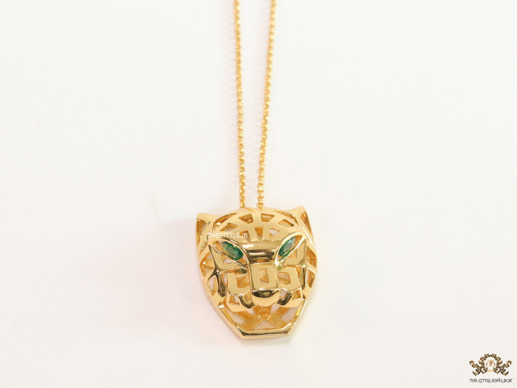 Gold plated chain necklace with Golden 3D Panther face pendant