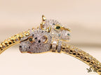 Gold plated cz panther open bracelet