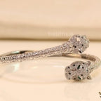 Platinum plated cz panther open bracelet