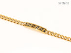 Alphabet F on plate gold link chain bracelet