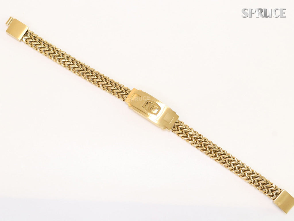 Alphabet A&E on plate gold bracelet