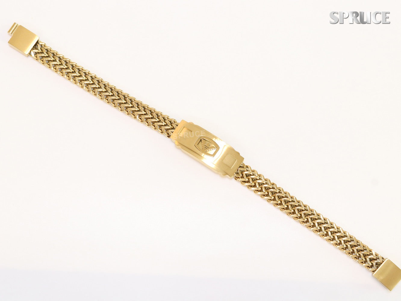 Alphabet A&E on plate gold bracelet