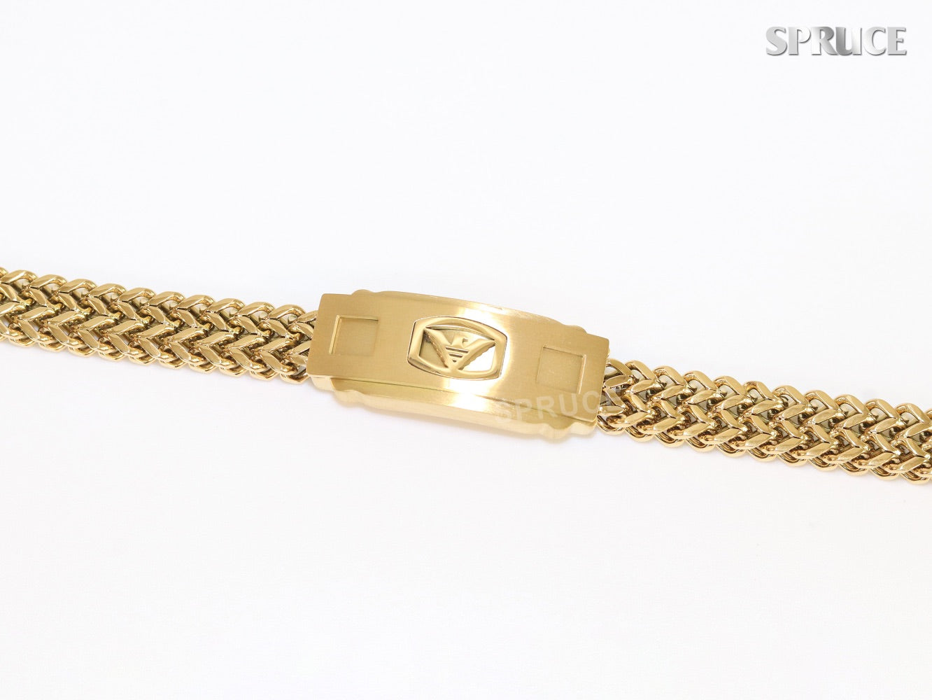 Alphabet A&E on plate gold bracelet