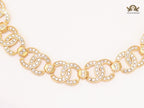 Alphabet V CZ and gold link chain