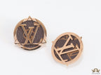 Alphabet stud earrings in leather and rose gold finish