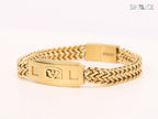 Alphabet A&E on plate gold bracelet