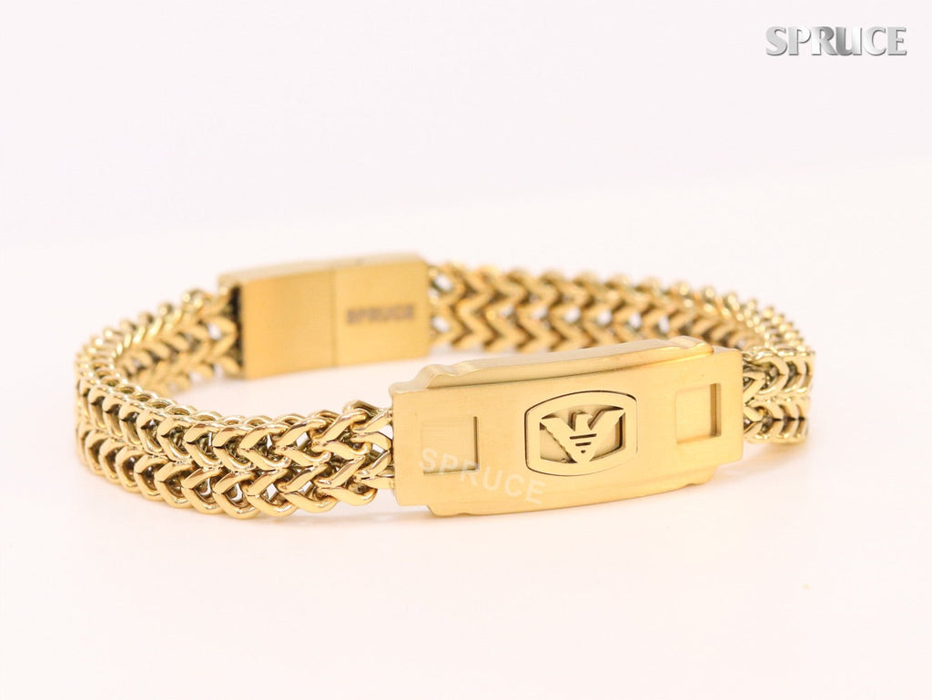 Alphabet A&E on plate gold bracelet