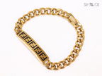 Alphabet F on plate gold link chain bracelet