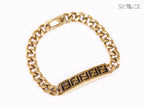 Alphabet F on plate gold link chain bracelet