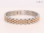 Alphabet R Rose-Gold and Platinum link chain Bracelet