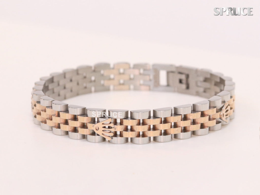Alphabet R Rose-Gold and Platinum link chain Bracelet