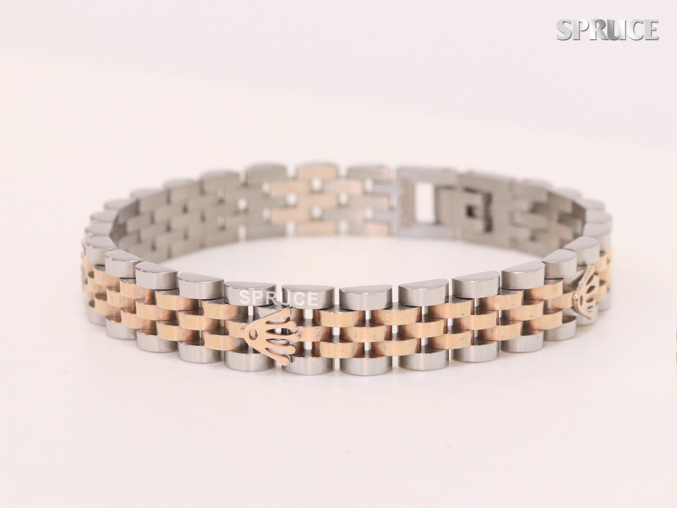 Alphabet R Rose-Gold and Platinum link chain Bracelet