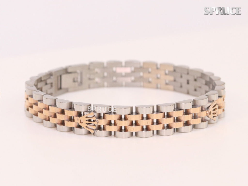 Alphabet R Rose-Gold and Platinum link chain Bracelet