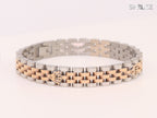 Alphabet R Rose-Gold and Platinum link chain Bracelet
