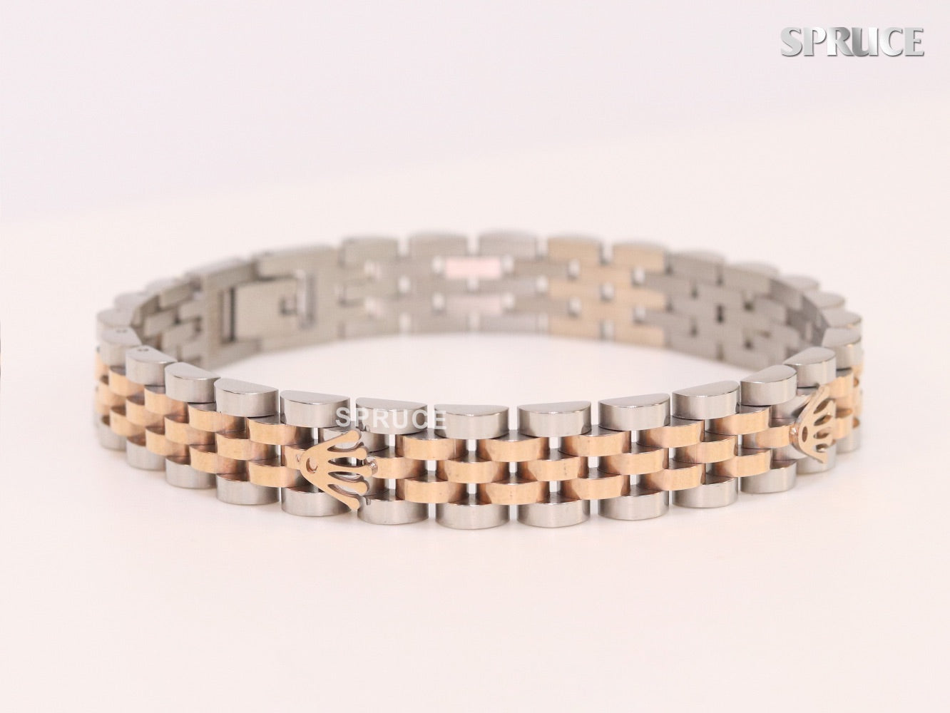 Alphabet R Rose-Gold and Platinum link chain Bracelet