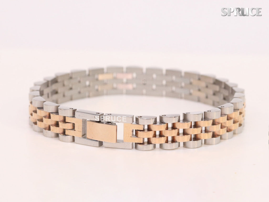 Alphabet R Rose-Gold and Platinum link chain Bracelet