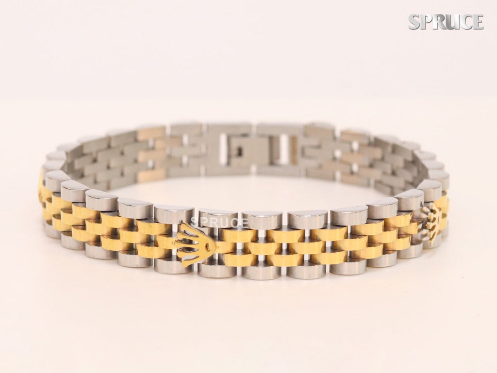 Alphabet R Gold and Platinum link chain Bracelet
