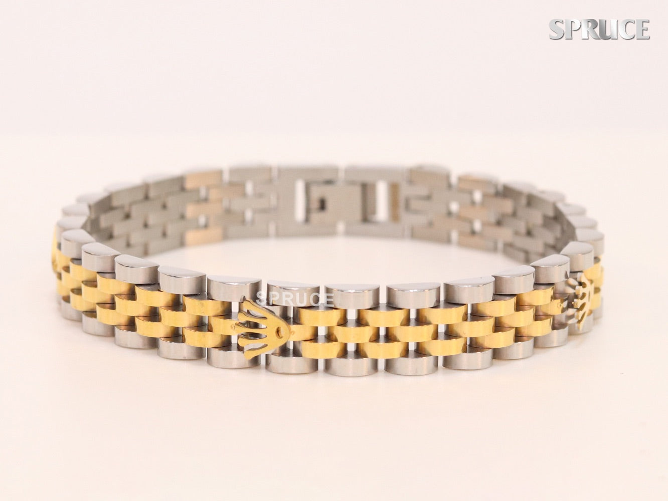 Alphabet R Gold and Platinum link chain Bracelet