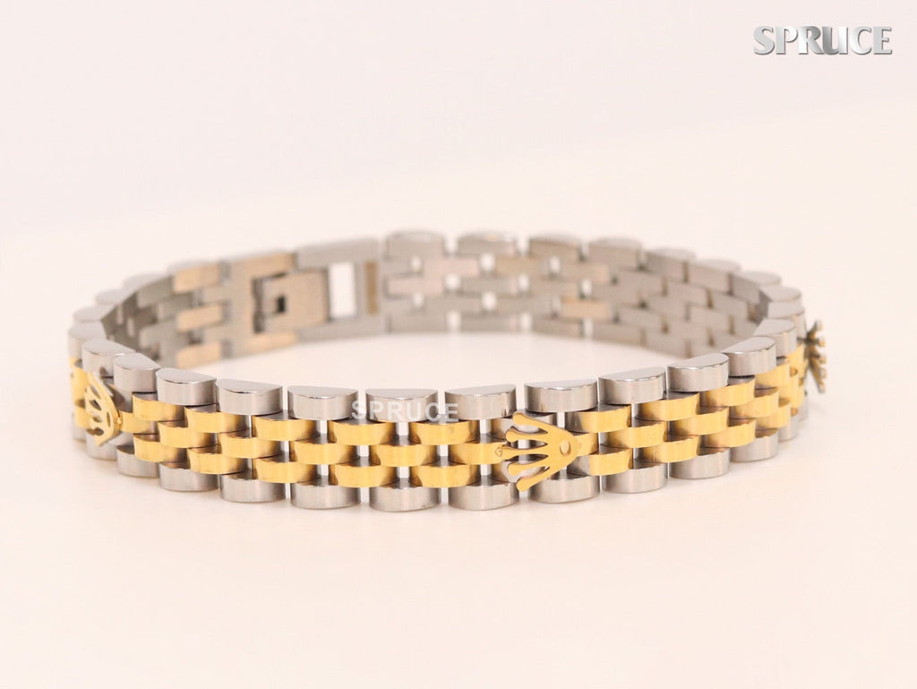 Alphabet R Gold and Platinum link chain Bracelet