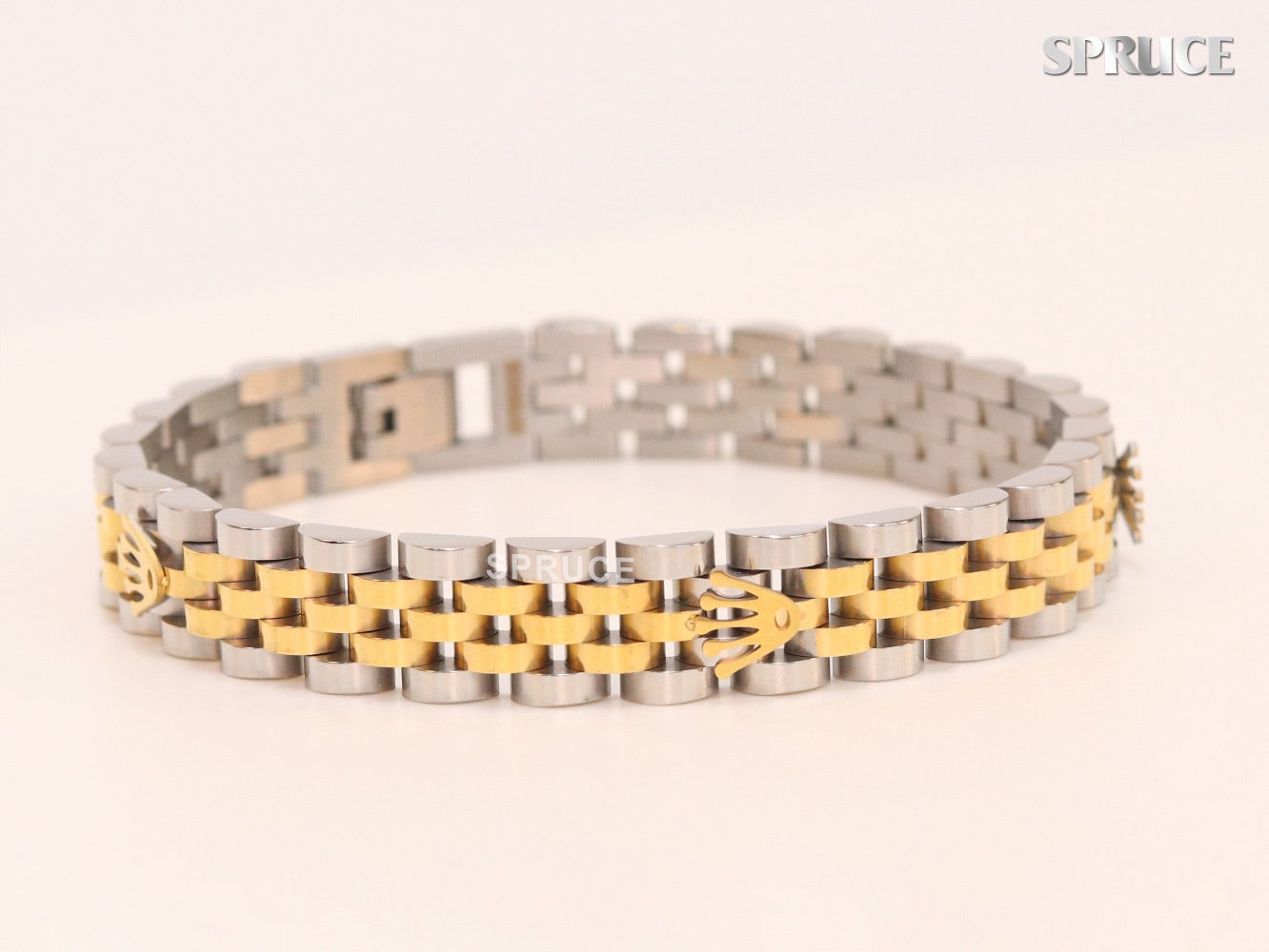 Alphabet R Gold and Platinum link chain Bracelet