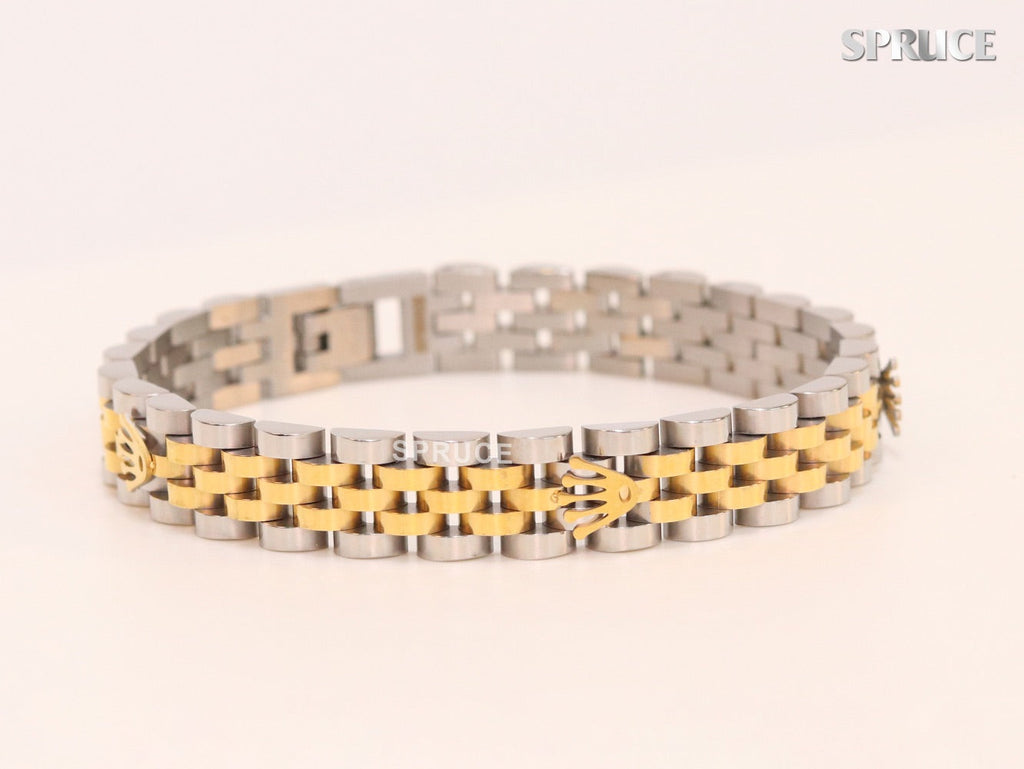 Alphabet R Gold and Platinum link chain Bracelet